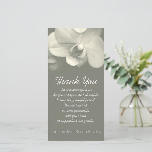 Orchid Kaki Sympathie Hartelijk dank Bedankkaart (Staand voorkant)