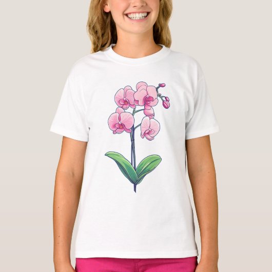 Orchid Kawaii Art T-shirt (Voorkant)