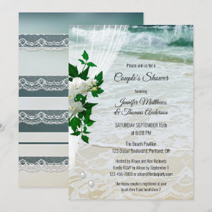 Orchid Lace Beach Bridal Couple Shower Uitnodiging
