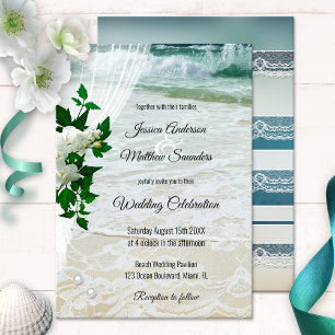 Orchid Lace Beach Destination Wedding Invitation Kaart