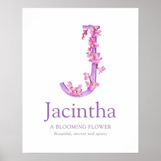 Orchid Letter J Jacintha douanenaam Poster (Voorkant)