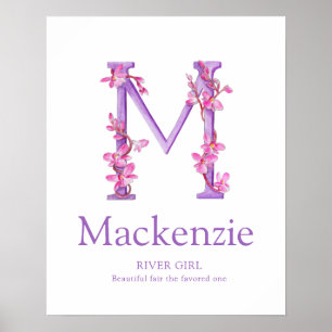 Orchid Letter M Mackenzie aangepaste naam Poster
