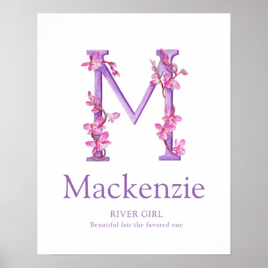 Orchid Letter M Mackenzie aangepaste naam Poster (Voorkant)