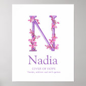 Orchid Letter N Nadia, aangepaste naam Poster (Voorkant)