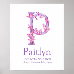 Orchid Letter P Paitlyn, aangepaste naam Poster