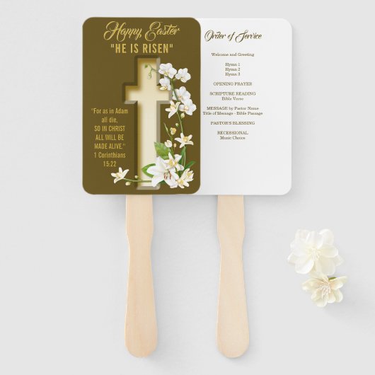 Orchid Lily Religious Handwaaier (Voorkant en achterkant)