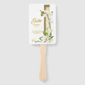 Orchid Lily Scripting Verse Hand Fan Handwaaier (Voorkant)