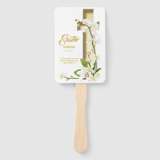 Orchid Lily Scripting Verse Hand Fan Handwaaier (Voorkant)
