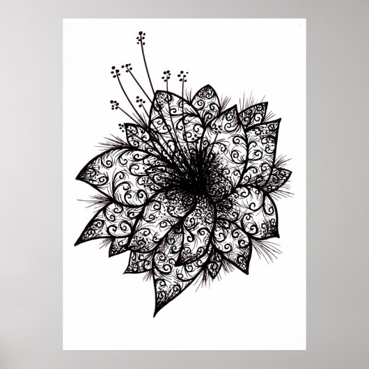Orchid Lineart Design Poster Print (Voorkant)