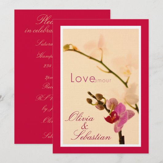 Orchid Love Amour Invite Kaart (Voorkant / Achterkant)