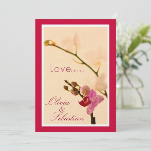 Orchid Love Amour Invite Kaart (Staand voorkant)