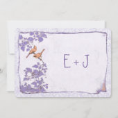 Orchid Love Bird Damask Wedding Invite Kaart (Achterkant)