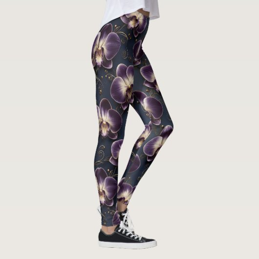 Orchid Luxury Pattern – Elegant Exotic Floral Leggings (Rechts)