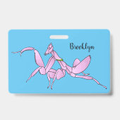 Orchid mantis cartoon illustratie badge (Achterkant)