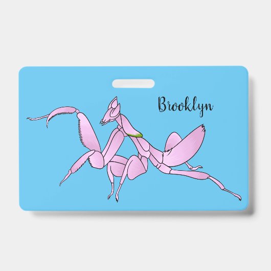 Orchid mantis cartoon illustratie badge (Voorzijde)