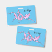 Orchid mantis cartoon illustratie badge (Voor- en achterkant)