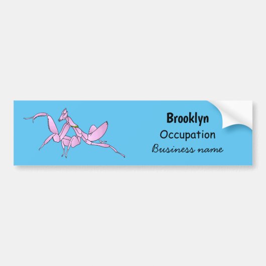 Orchid mantis cartoon illustratie bumpersticker (Voorkant)