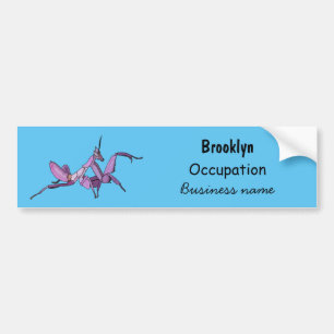 Orchid mantis cartoon illustratie bumpersticker