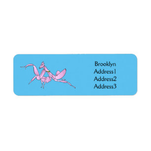 Orchid mantis cartoon illustratie etiket