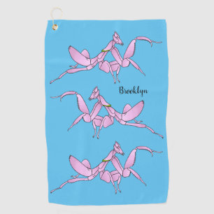 Orchid mantis cartoon illustratie golfhanddoek