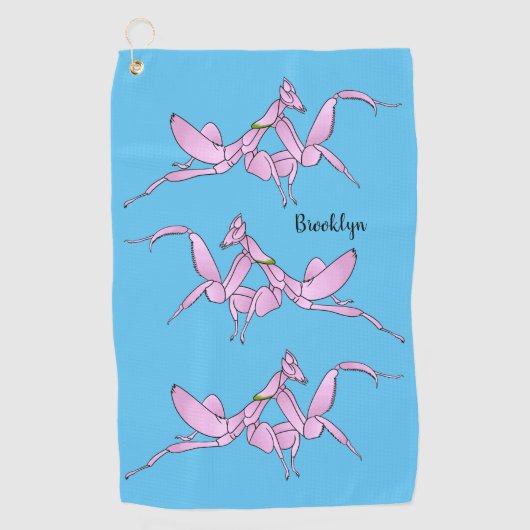 Orchid mantis cartoon illustratie golfhanddoek (Voorkant)