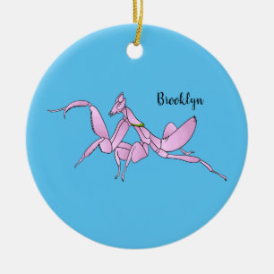 Orchid mantis cartoon illustratie keramisch ornament