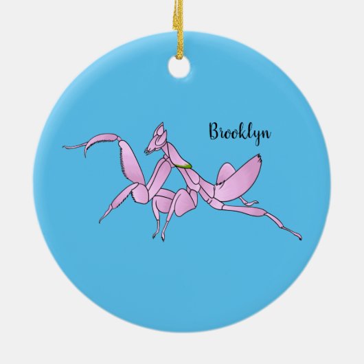 Orchid mantis cartoon illustratie keramisch ornament (Achterkant)