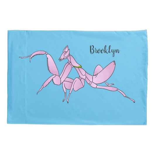 Orchid mantis cartoon illustratie kussensloop (Achterkant)