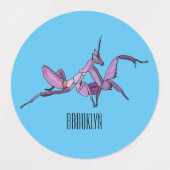 Orchid mantis cartoon illustratie labels (Design 1)