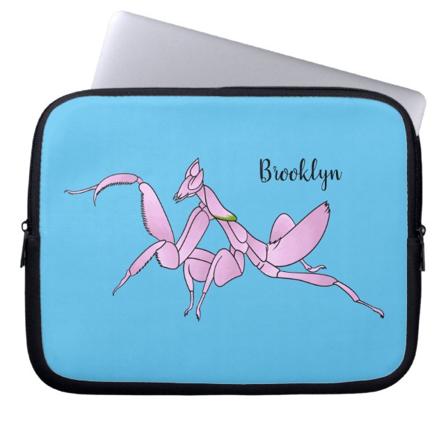 Orchid mantis cartoon illustratie laptop sleeve (Voorkant)