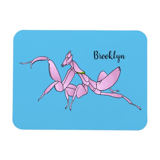 Orchid mantis cartoon illustratie magneet (Horizontaal)