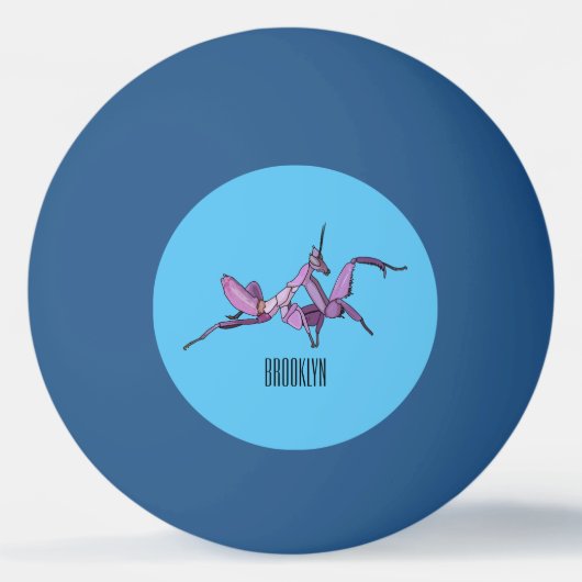 Orchid mantis cartoon illustratie pingpongbal (Voorkant)