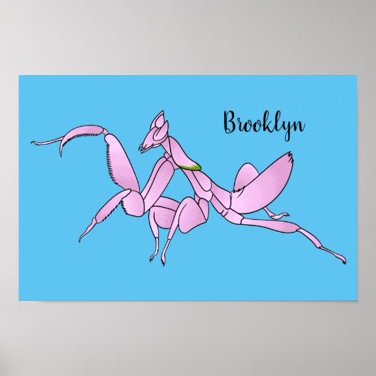 Orchid mantis cartoon illustratie poster (Voorkant)