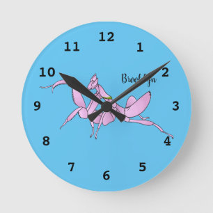 Orchid mantis cartoon illustratie ronde klok