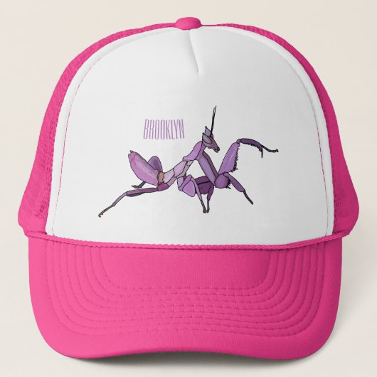 Orchid mantis cartoon illustratie trucker pet (Voorkant)