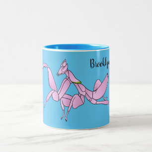 Orchid mantis cartoon illustratie tweekleurige koffiemok