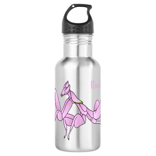 Orchid mantis cartoon illustratie waterfles  (Voorkant)