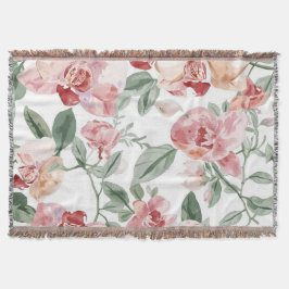 Orchid Meadow Watercolor Floral Blushing Botanical Deken