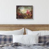 Orchid met twee Hummingvogels door Martin Heade Canvas Afdruk (Insitu (Slaapkamer))