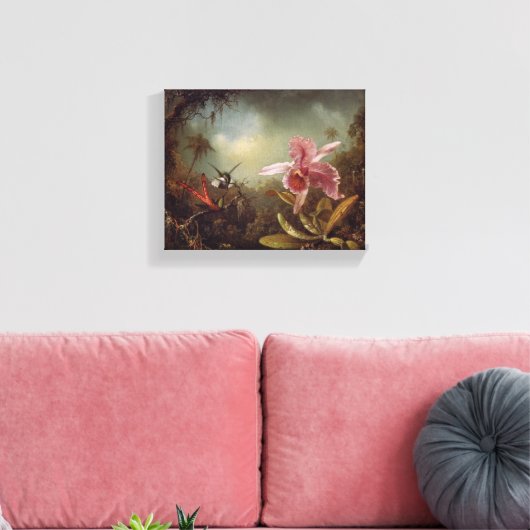 Orchid met twee Hummingvogels door Martin Heade Canvas Afdruk (Insitu (Woonkamer))