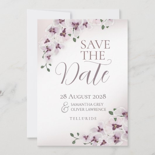 Orchid Minimalist Wedding Save the Date (Voorkant)
