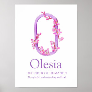 Orchid monogram letter O Olesia Poster