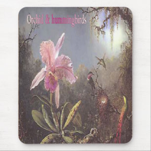 Orchid-n-hummingbird mousepad muismat