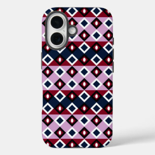 Orchid Navy Pset Kilt Square Diamonds iPhone 16 Hoesje
