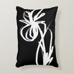 Orchid Noir: Abstract zwart en wit Accent Kussen