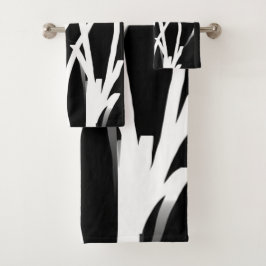 Orchid Noir: Abstract zwart en wit Bad Handdoek