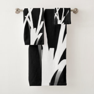 Orchid Noir: Abstract zwart en wit Bad Handdoek