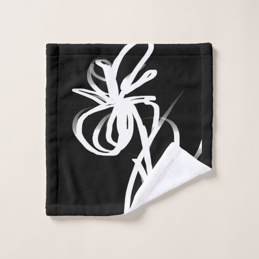 Orchid Noir: Abstract zwart en wit Bad Handdoek (Wasdoekje)