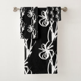 Orchid Noir: Abstract zwart en wit Bad Handdoek