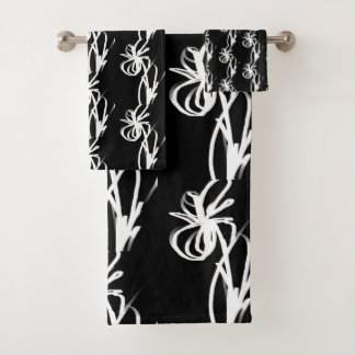 Orchid Noir: Abstract zwart en wit Bad Handdoek